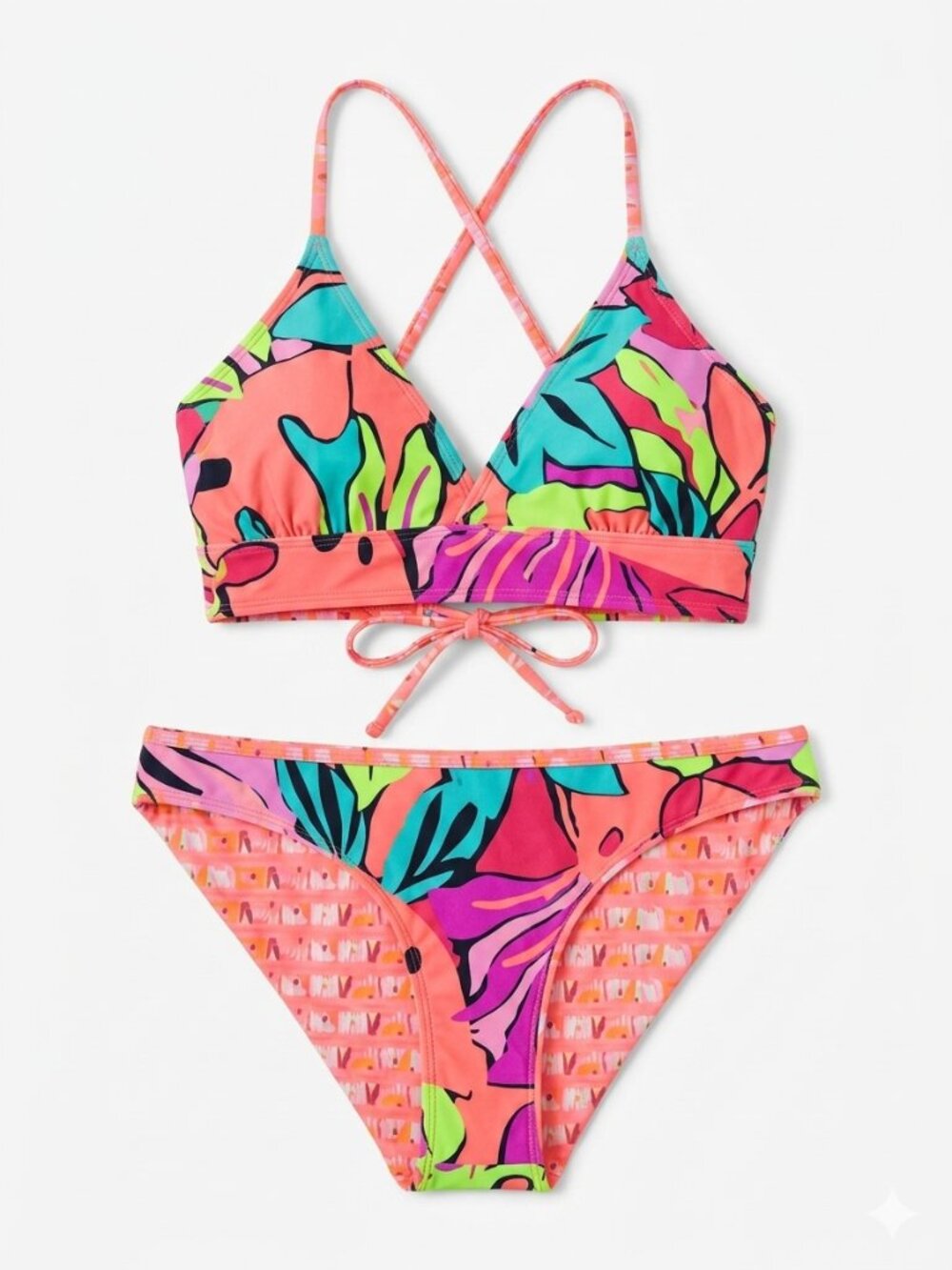 NWT Maaji Lattice Back Longline Bikini Top & Bottom Reversible 2 Piece Set M
